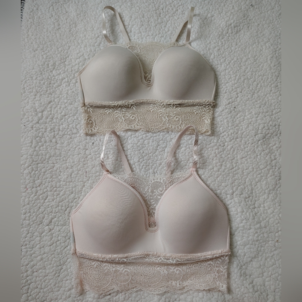 *NWOT* Set Of 2 Size 34B Padded Bralettes Lace Trim Pullover